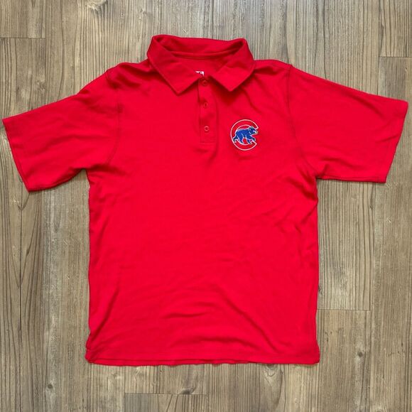 MLB Chicago Cubs Baseball Men Medium Fanatics Polo Red - Picture 1 of 6